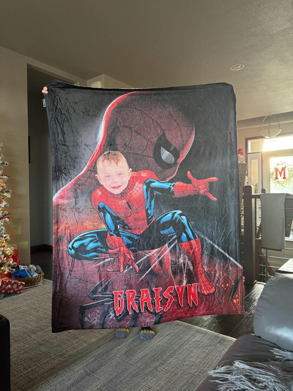 Personalized Spider Boy Blanket - Custom Superhero Throw | Soft Plush Minky