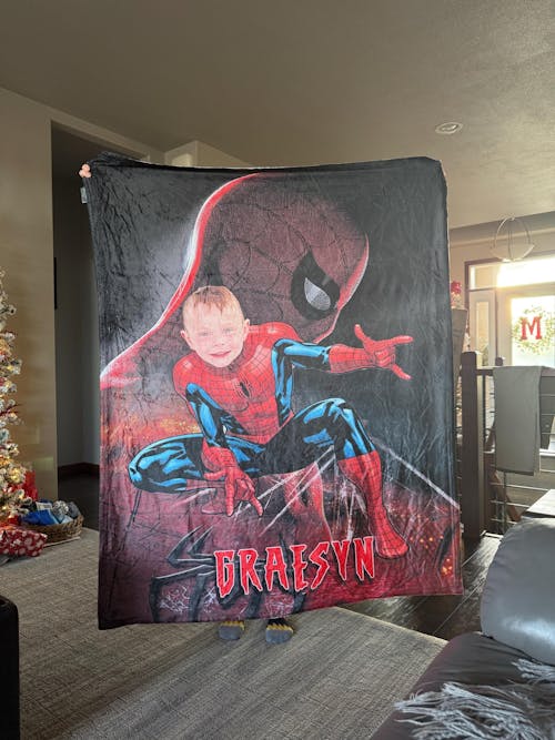Personalized Spider Boy Blanket - Custom Superhero Throw | Soft Plush Minky