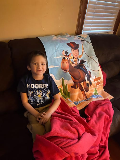 Personalized Dino Blanket - Custom Photo Blanket With Woody T-Rex Design