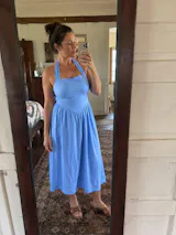 Powder Blue Linen Halter Midi Dress