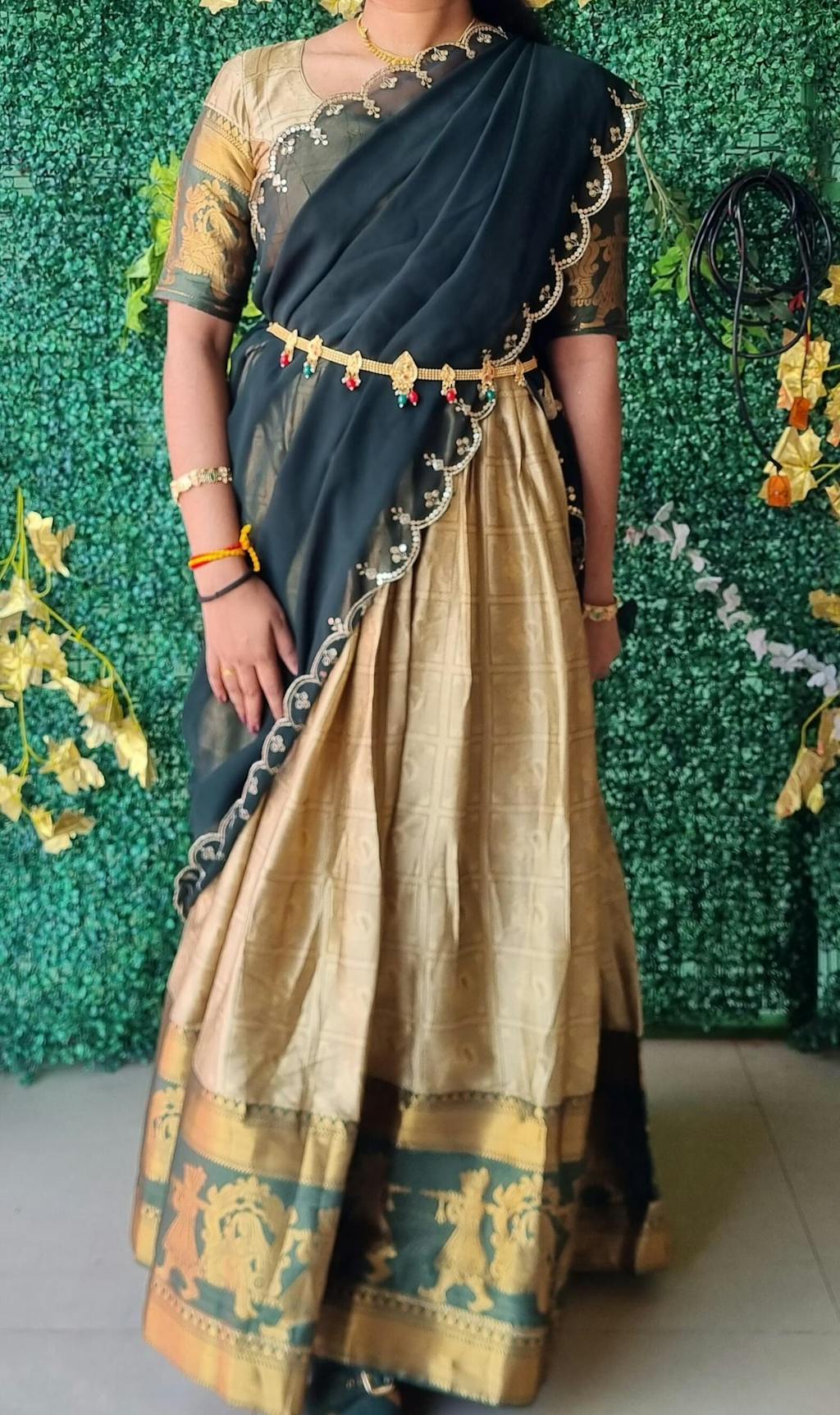 Traditional South Indian Style Half Saree For Girl