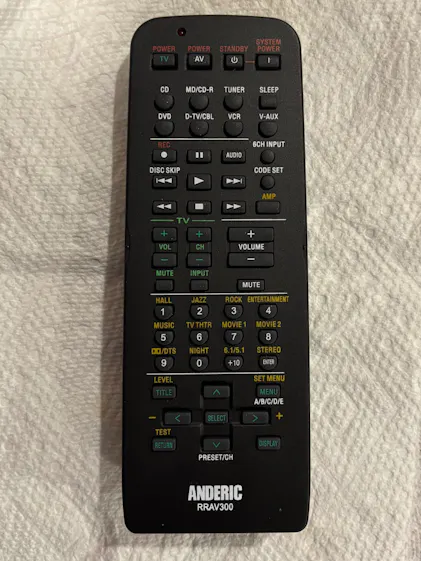 Anderic RRAV300 Replacement Receiver Remote Control for Yamaha RAV300,
