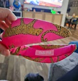Hot Pink Jaguar Topknot Headband for women, Hot Pink, Leopard Print, Padded headband comfortable headband, and wide headband.