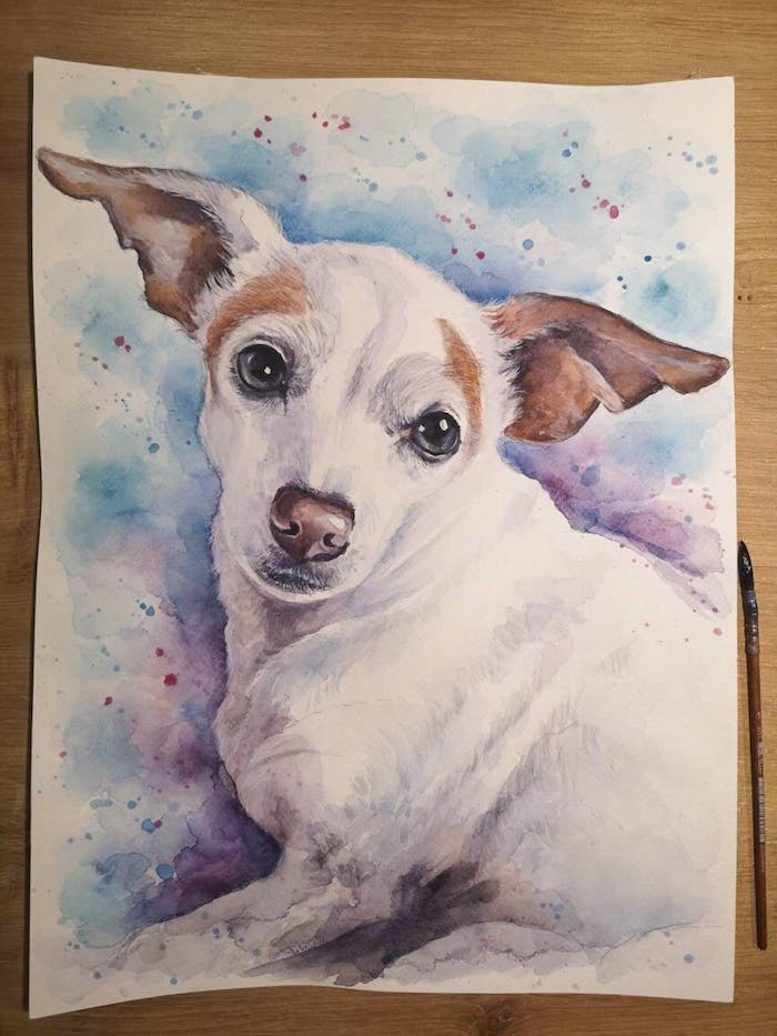 Hand-Painted Custom Watercolor Dog Portrait | Pet Portrait from Photo