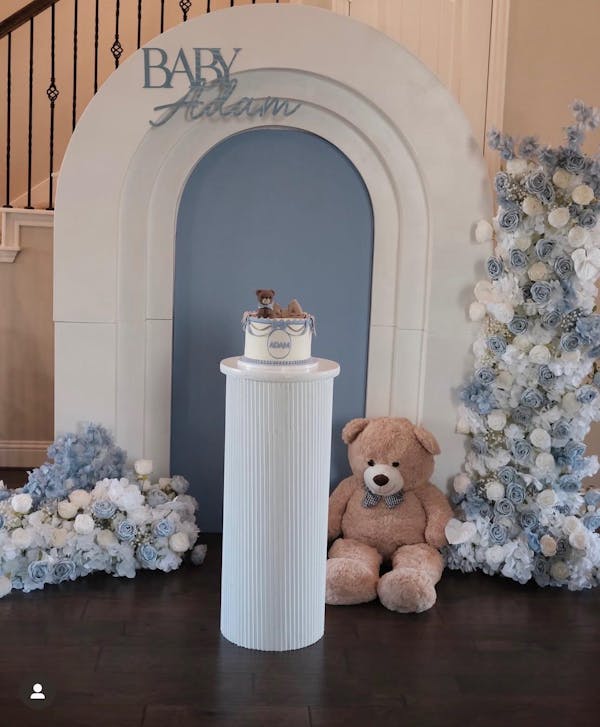 A356 A7724 Fog Blue White Rose Hydrangea Wedding Background Arch Decorative Flower Row