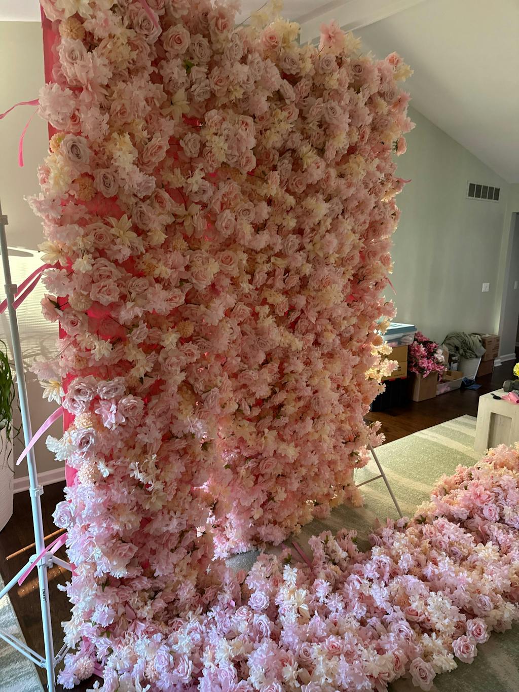 A8755 Pink Champagne 5D Roll Up Cloth Flower Wall Wedding Floral Supplies A8755