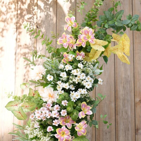 A9028 Colorful Greenery Flower Row Wedding Reception Backdrop Horn Arch Decor