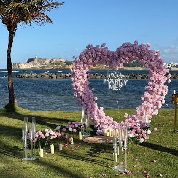 S-A8054 Pink Rose Hydrangea Cloth Base Arrangement Floral Wedding Backdrop Heart-Shaped Arch Decor Props