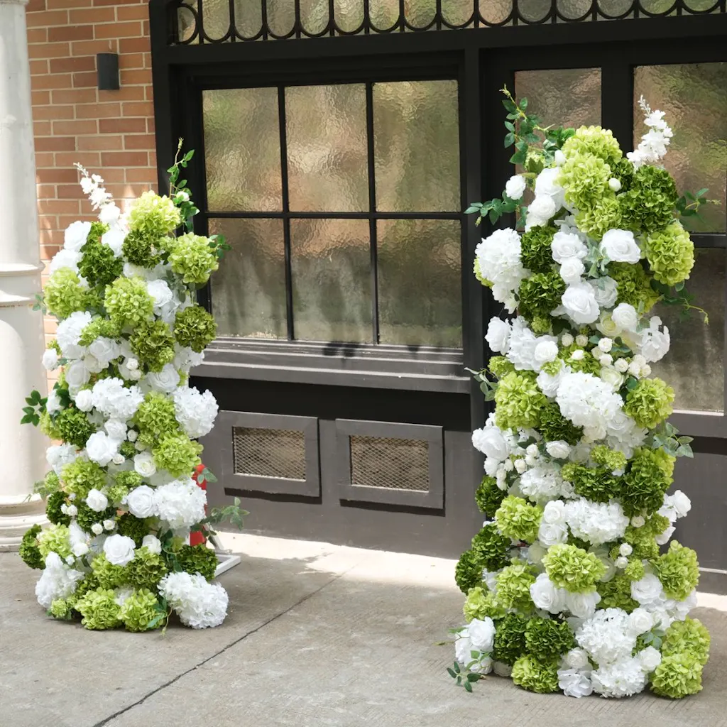 A9117 Green Hydrangea Flower Arrangement Row KT Board Arch Wedding Background Decor