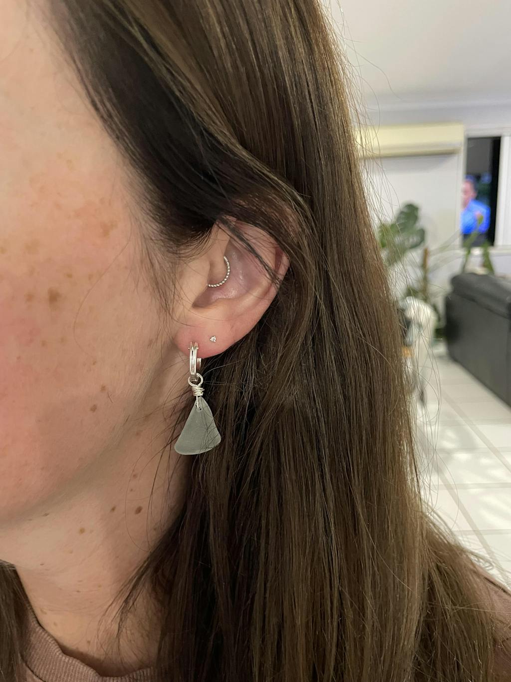 Coastal Breeze Seafoam Sea Glass Dangle Earrings