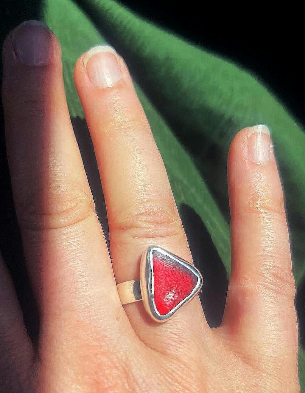 Choose Your Own Red Sea Glass Ring or Pendant / Batch 6