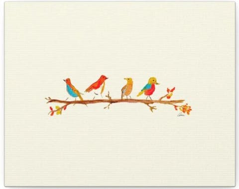 Birds on a Branch Canvas Print
