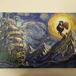 Howl's Moving Castle Starry Night Studio Ghibli Canvas Print Wall Art