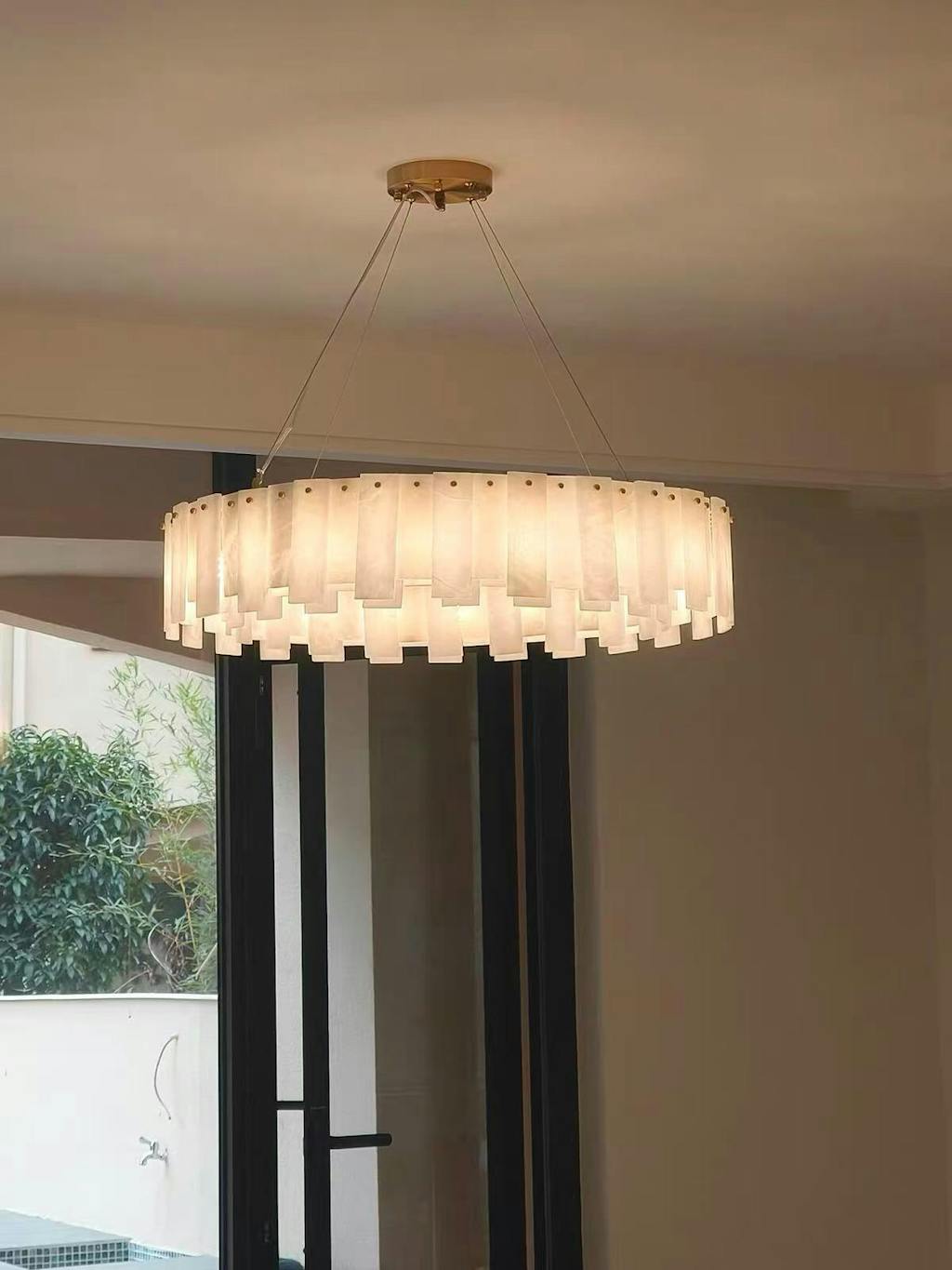 Antizer Modern Ring Spanish Alabaster Chandelier for Living Room