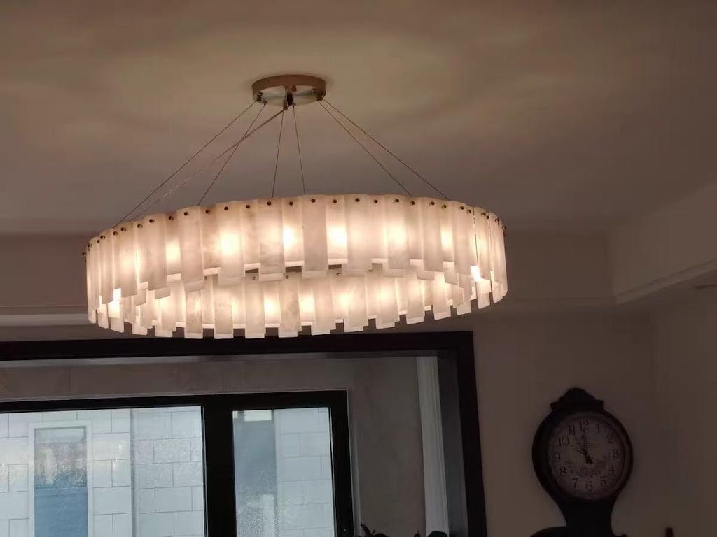 Antizer Modern Ring Spanish Alabaster Chandelier for Living Room