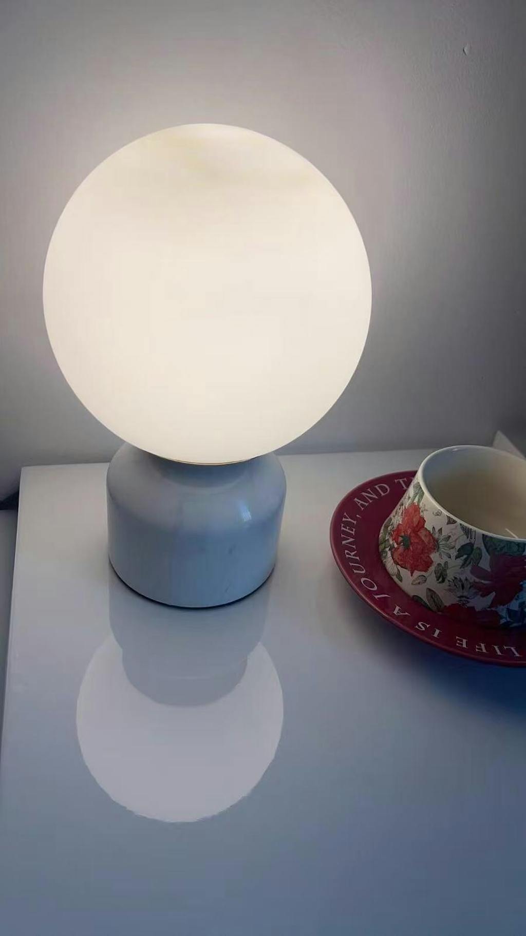 Antizer Modern Globe Spanish Alabaster Table Lamp Bedside Lighting