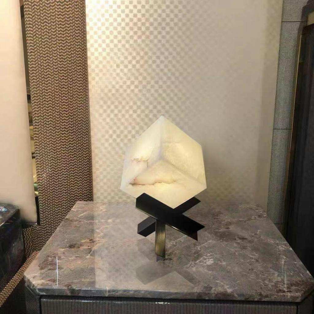 Antizer Light Luxury Study Square Spanish Alabaster Table Lamp