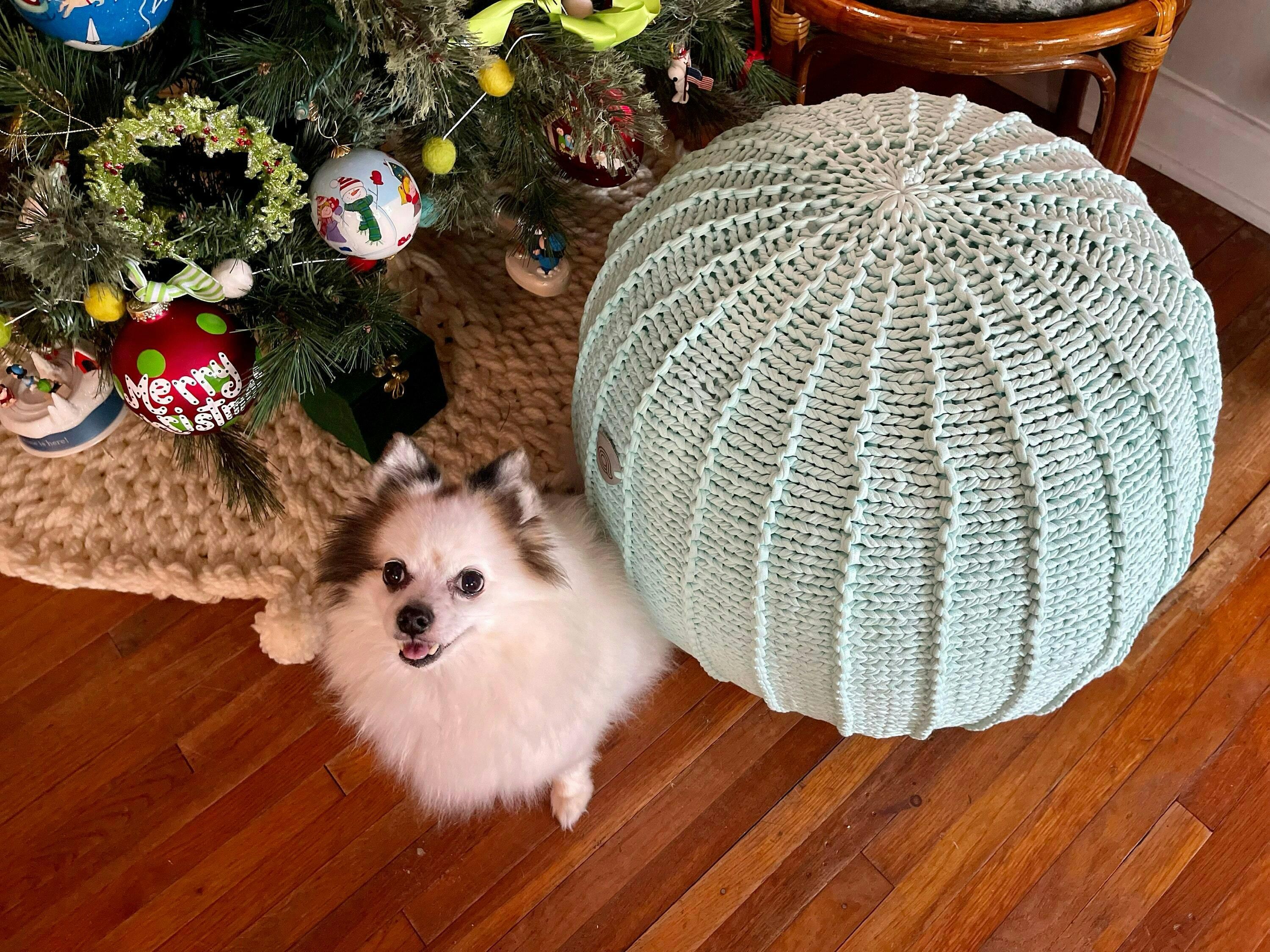 Pouf Ribs — 100% Cotton Chunky-Knitted Floor Ottoman with