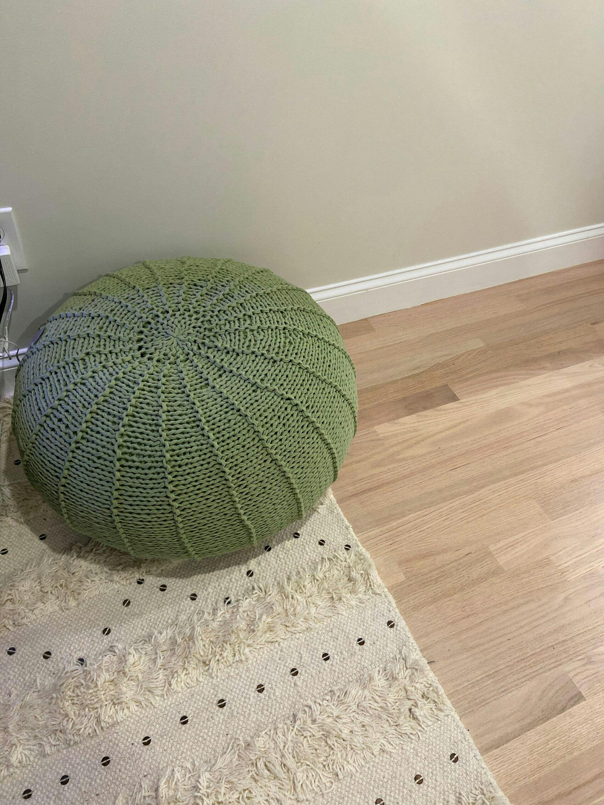 Pouf Ribs — 100% Cotton Chunky-Knitted Floor Ottoman with