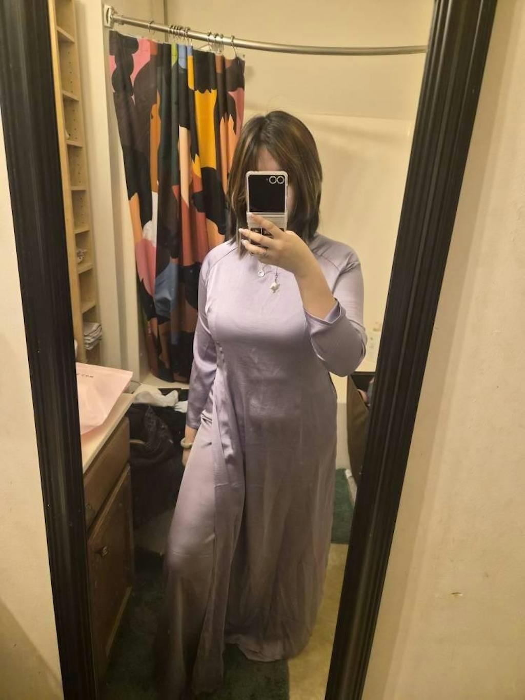 Light Purple Hai Da Silk Plain Ao Dai Set 17A