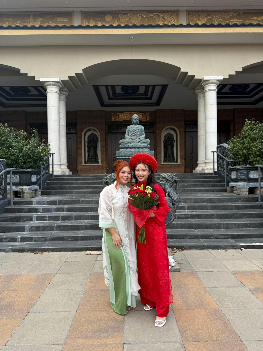 Shifted Cyan Embroidery Chiffon with Tassel Ao Dai Set 49A,B-50-51A