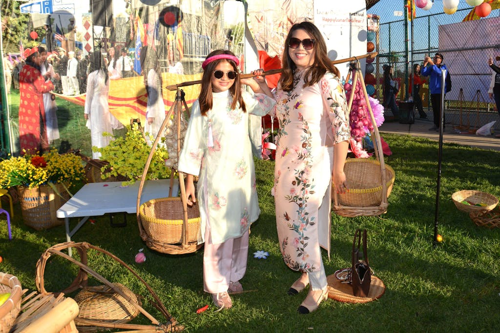 Beige Sparkle Garden Ao Dai Set 39c