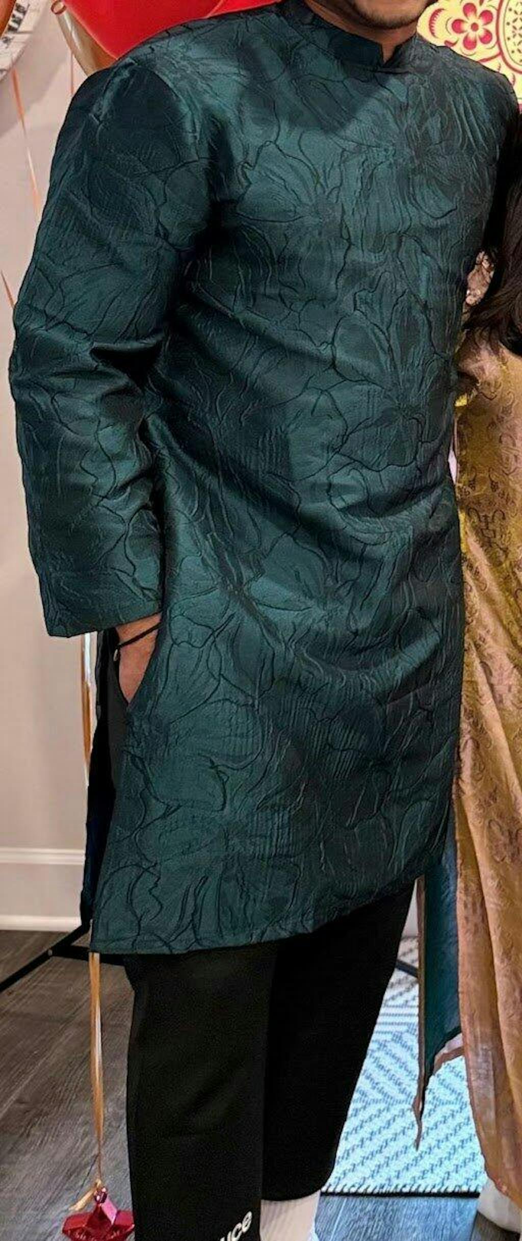 Men Dark Green 3D Muted Gam Ao Dai Top 37 A,B,C