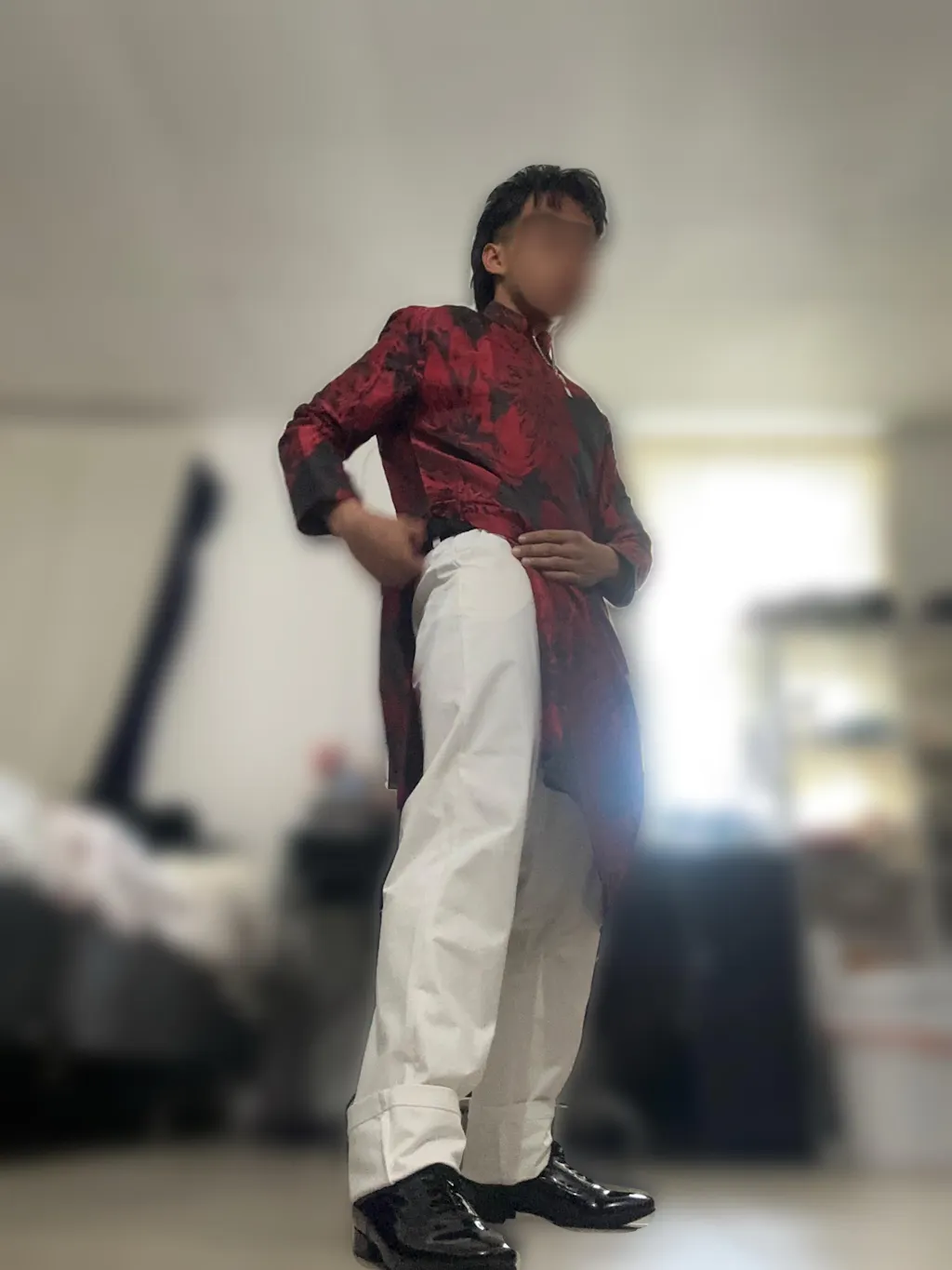 Men Black/Red Eranthis Gam Ao Dai Top 23D