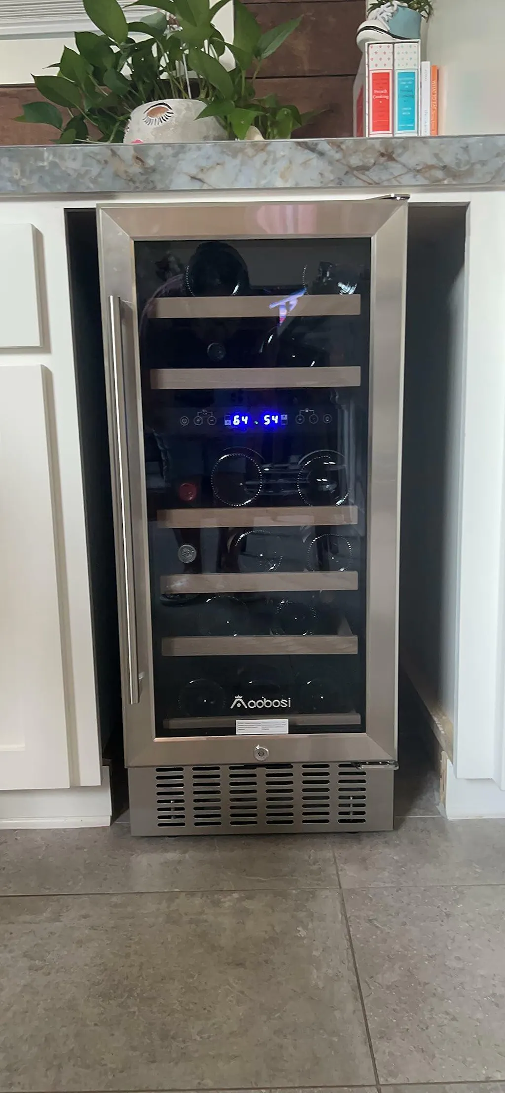 AOBOSI 15 inch Wine Refrigerator 28 Bottles Dual Zone