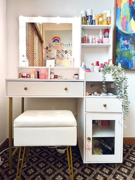 Makeup Vanity with Mirror White