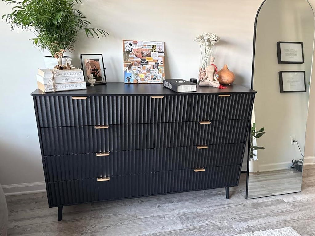 55'' Black Tall Dresser 9 Drawers