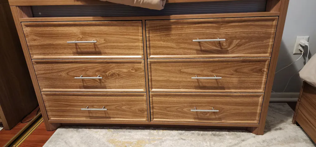 AOGLLATI 51.2" Wide Dresser with 6 Drawer Dressers & Chests of Drawers with 3 Color Lights Wood Mid-Century Modern Dresser