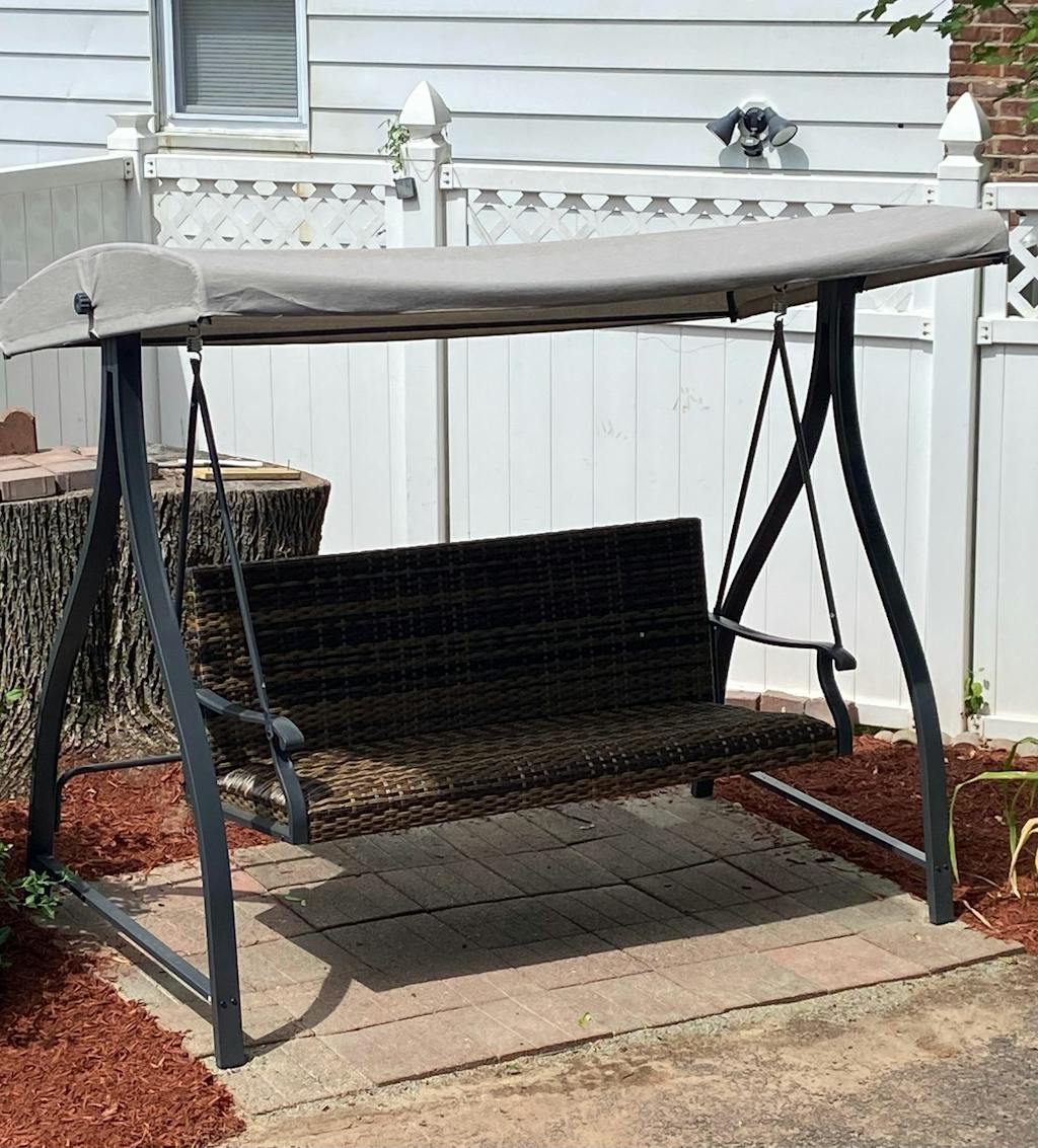 3-Seat Outdoor Patio Porch Swing with Adjustable Canopy