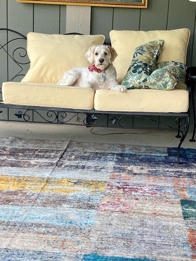 Patio Deep Chair Cushion, 2 Back 2 Seater 2 Pillow, Cream Yellow