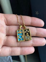 Tarot Card Necklace | Dainty Gold-Plated Witchy Jewelry | Enamel & Cubic Zirconia Oracle Cards Pendants