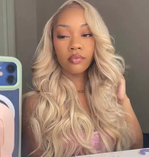 Pure-Luxe™ Blonde Khaki Color Blowout In Wavy Pre-Cut 13x6 Lace Ultra-Dense Glueless Human Hair Wig