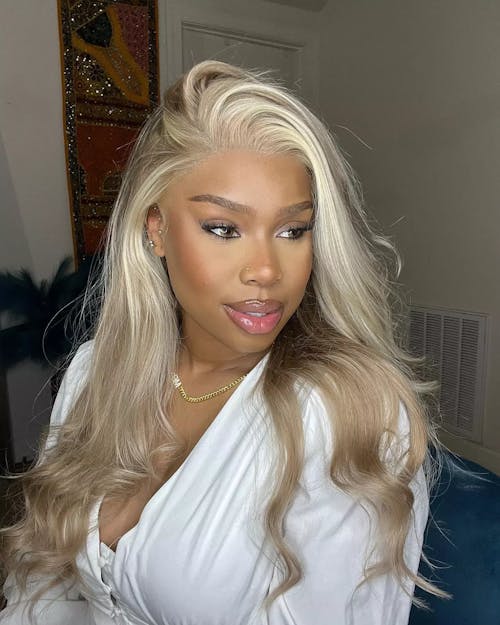 Blonde Khaki #12/613 Highlights Color Blowout Wavy/Straight 13x4 Lace Front Human Hair Wig