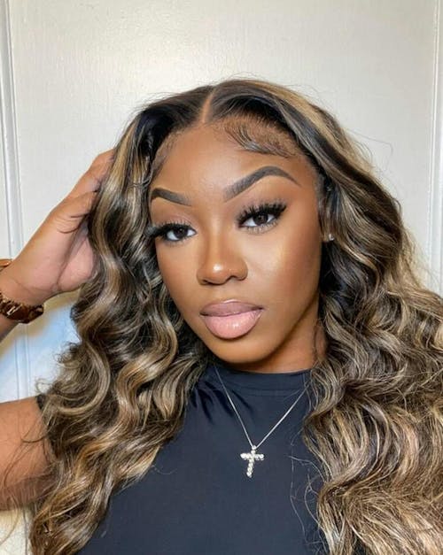 Pure-Luxe™ Ombre Platinum Blonde Balayage Highlights Color Blowout Wavy Pre-Cut 13x6 Lace Front Glueless Human Hair Wig