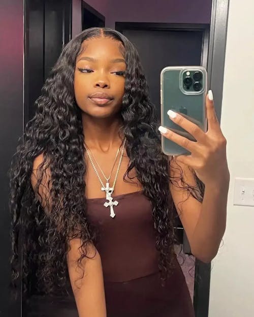 Pure-Luxe™ Water Wave Natural Black Pre-Cut 13x6 Lace Ultra-Dense Glueless Human Hair Wig