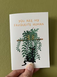 You Are My Favourite Human (black cat in pothos plant) – greeting card