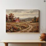 Golden Harvest Path – Rustic Autumn Barn