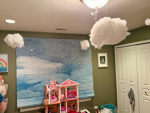 Dawn Sky with Clouds Formation Abstract Watercolor Window Roman Shade