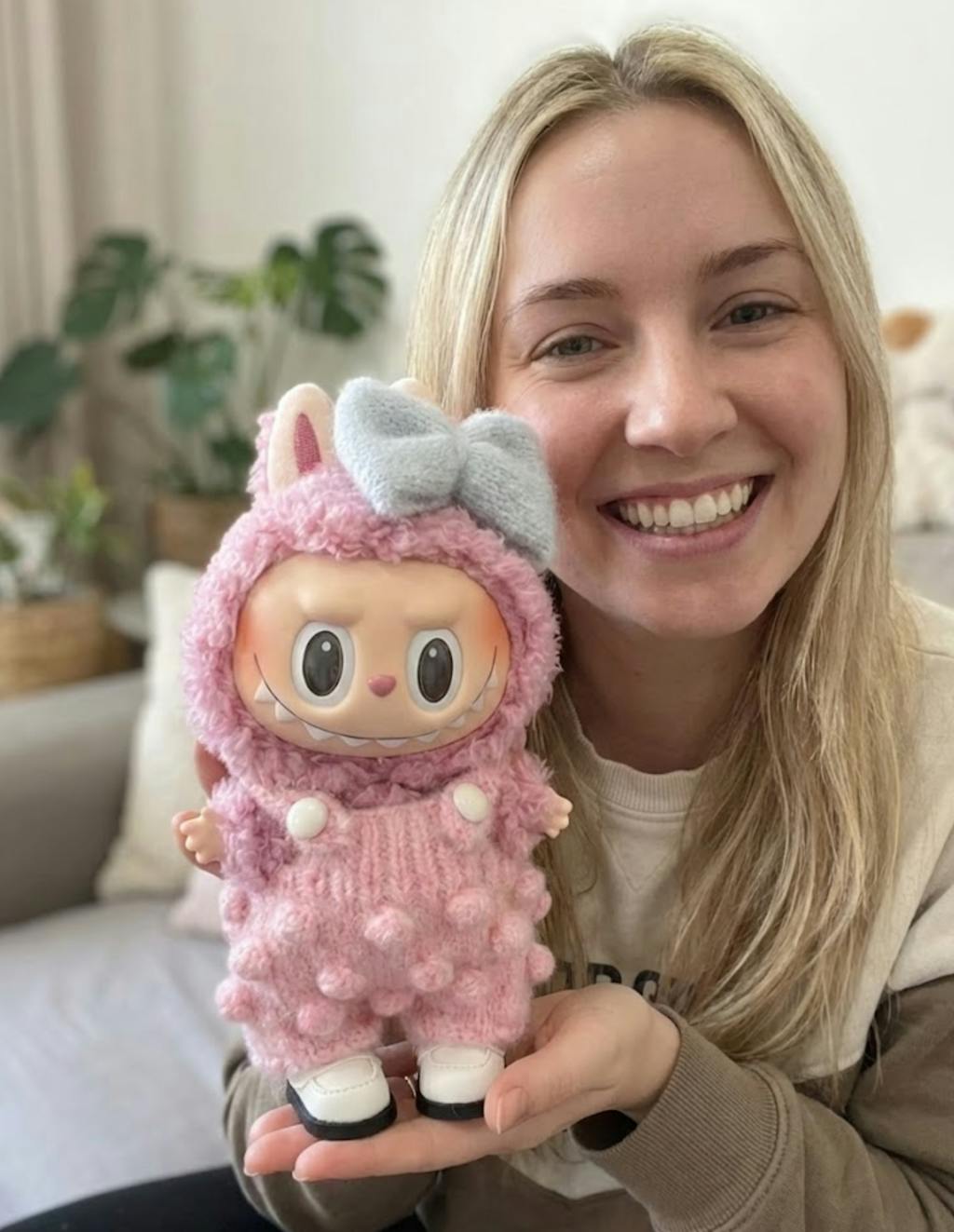 Labubu Cashmere Hooded Overalls Set