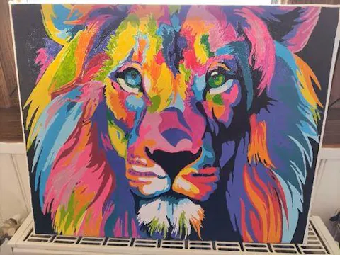 Malen nach Zahlen - Farbiger Pop Art Löwe