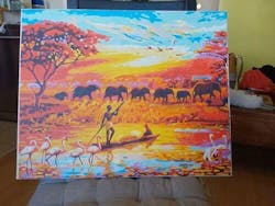 Malen nach Zahlen - Elefantenwanderung durch die Savanne