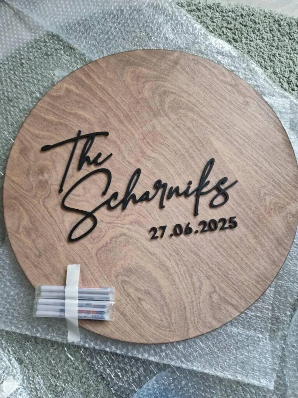 Personalized Wedding Guestbook Alternative - Round Wooden Wedding Sign