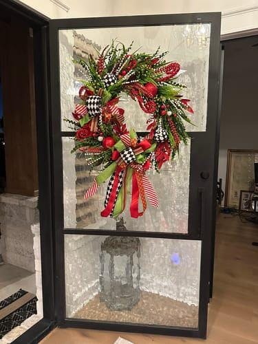 Red & Green Whimsical Full Round Christmas Wreath (Oversized)