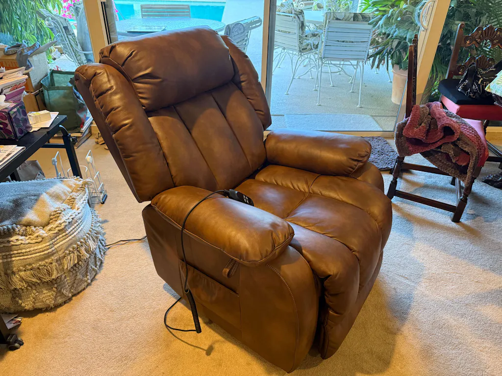 Infinite Position Lift Recliner Chair W/ Massage and Heating, Power by Dual Motor, Real Leather