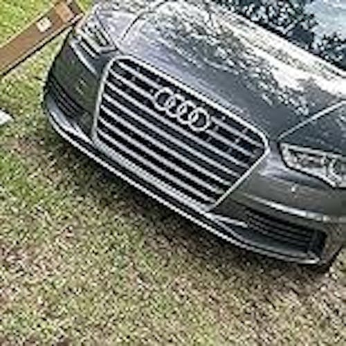 2012-2016 Audi A4 / A4 Sline / S4 Grill RS4 Style Mesh Front Bumper Gloss Black Grill With Silver Chrome Ring Emblem