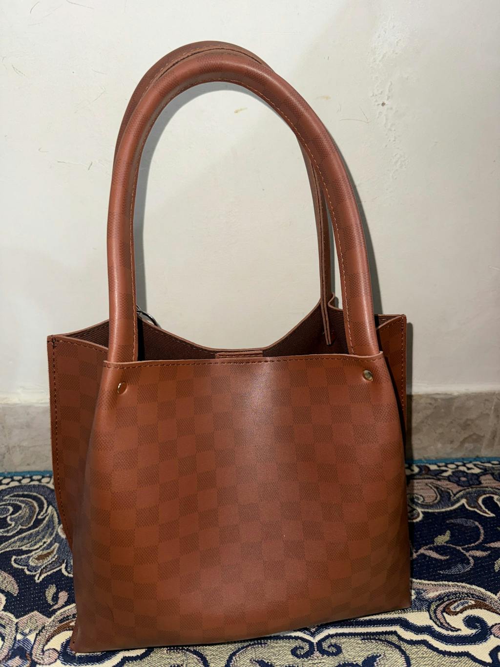 Daily Tote Bag Brown (checkered)